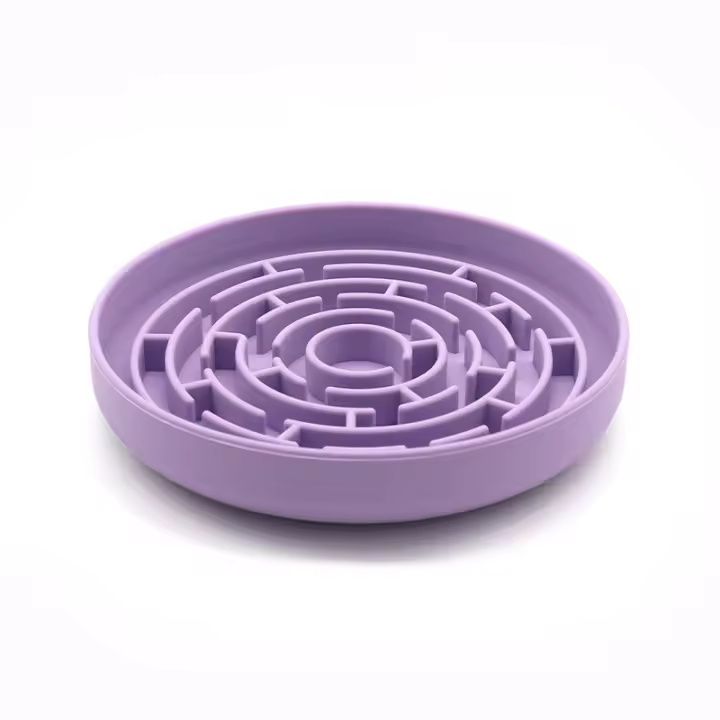 Tazón de comida lenta para mascotas de silicona, utensilios de comida para perros y gatos antigolpes - 1
