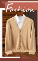 Cárdigan informal de negocios para hombre, suéter clásico con cuello en V, Color sólido, moda coreana - details 0