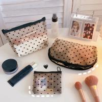 Neceser de viaje para mujer, bolsa de aseo de malla negra transparente, organizador de maquillaje, bolsa de lavado, pequeña y grande - details 2