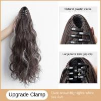 Peluca de cola de caballo con clip de permanente de maíz, extensión de cola de caballo, cola de caballo corta ondulada y rizada ombre, postizo de cola de caballo con clip esponjoso para mujeres - details 7