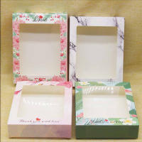 Caja de papel grande con ventana para regalo de Navidad, almacenamiento de pasteles, galletas, embalaje de boda para fiesta en casa, 10 piezas - details 2