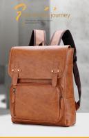 Mochila de Viaje de Ocio para Hombres Resistente al Desgaste, Patrón de Splice, Forro de Dacron, Exterior de Cuero - details 1