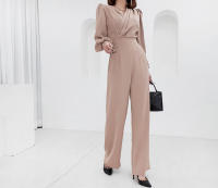 BGTEEVER-monos elegantes de manga larga con cuello en V para mujer, monos sólidos para mujer, Moda de Primavera, cintura delgada, suéteres de pierna ancha para mujer - details 3