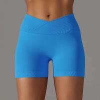 Crossover mujeres deporte gimnasio entrenamiento correr cintura alta Yoga Push Up cadera sin costuras Fiess Shorts - details 69