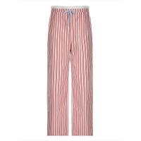 Pantalones holgados de pierna recta a rayas para mujer, moda coreana, cintura elástica, dobladillo empalmado, pantalones femeninos - details 7