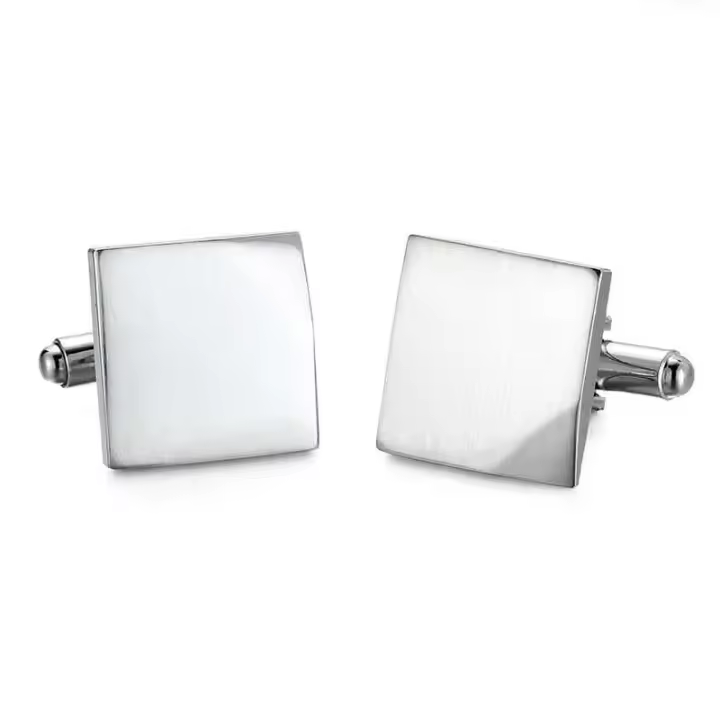 Gemelos innovadores de alta calidad con diseño suave dibujado con láser de acero inoxidable, joyería comercial para bodas - 1