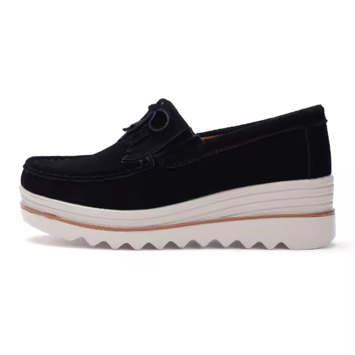 Mocasines de cuero de moda para mujer Slip Ons transpirables casuales sin cordones zapatos mocasines de plataforma - 1