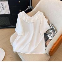 NOVEDAD DE VERANO 2024, camisa de gasa de talla grande con cuello de muñeca de color sólido, top sencillo para ir al trabajo, ropa holgada y cómoda para el hogar - details 3