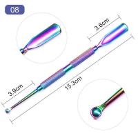 Removedor de piel muerta, empujador de cutina, cuchillo para pulir gel UV arcoíris, herramienta artística de limpieza de uñas de acero inoxidable - details 13