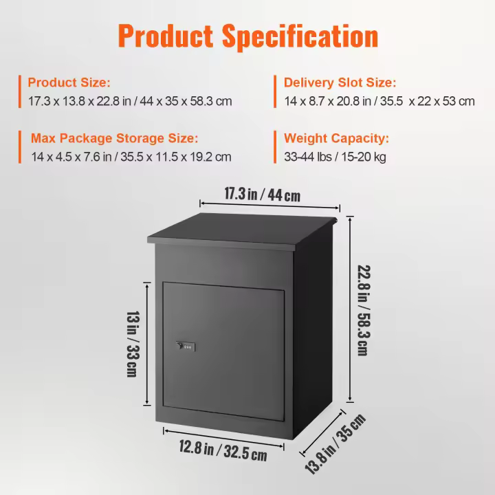 SucceBuy Caja de entrega de paquetes, acero galvanizado, cerradura codificada, deflector antirrobo extraíble, impermeable, para porche exterior - 1