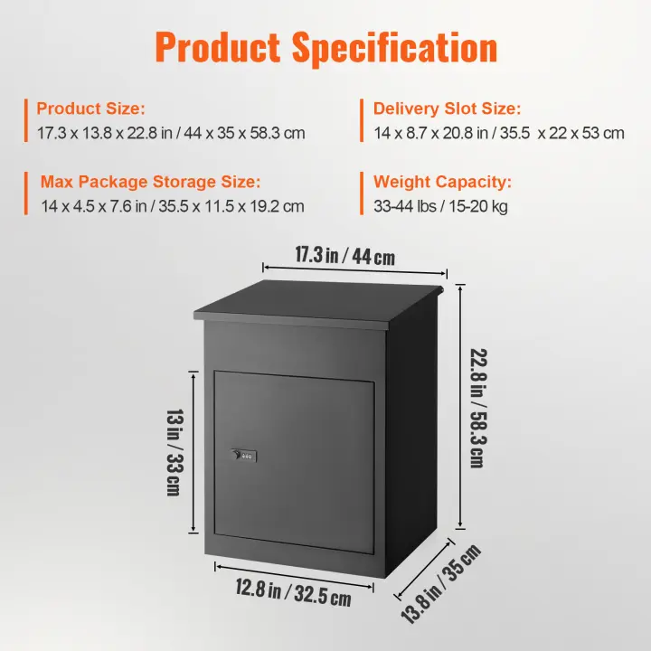 SucceBuy Caja de entrega de paquetes, acero galvanizado, cerradura codificada, deflector antirrobo extraíble, impermeable, para porche exterior - 1