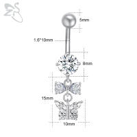 ZS-colgante de mariposa colorida para el ombligo, anillo con diamantes de imitación, gota larga, anillos para el vientre, Piercing de Barball para el ombligo, joyería, 1 unidad, 14G - details 4