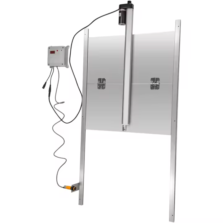 SucceBuy Puerta automática para gallinero - 12 V 66 W, temporizador y sensor de luz, kit de abridor eléctrico de puerta para aves de corral con sensor infrarrojo, 2 controles remotos - 1