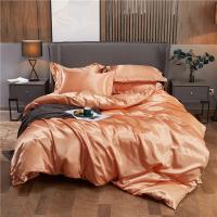 Juego de Ropa de Cama con Sábana de Satén Funda de Edredón Sábana de Tamaño Doble Individual Reina Corona Twin en Color Sólido Lujo - details 0