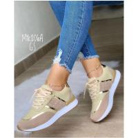 Zapatillas de deporte con plataforma para mujer, zapatos para correr al aire libre vulcanizados cómodos de moda con retazos de cuero informales, - details 3