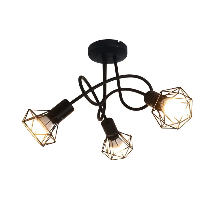 CBJKTX Foco de techo LED 3 bombillas negro vintage ajustable 350 °   foco industrial E14 - 1