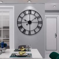 Reloj De Pared De Metal Redondo De Estilo Vintage Silencioso Funciona Con Pilas 40cm 47cm 60cm Números Romanos Negros - details 0