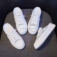 Nuevo 2024 plataforma plana blanca casual sin tacones altos, zapatos deportivos de mujer de bajo precio - details 2