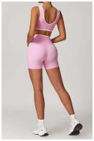 Yoga mujeres Fiess correr ciclismo transpirable deportes Leggings cruzado cintura alta verano entrenamiento gimnasio pantalones cortos - details 11