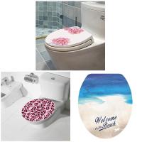 Pegatina de Tapa de Inodoro Impermeable Diseño de Mundo Marino/Flor Cubierta de Asiento de Baño Decorativa - details 2
