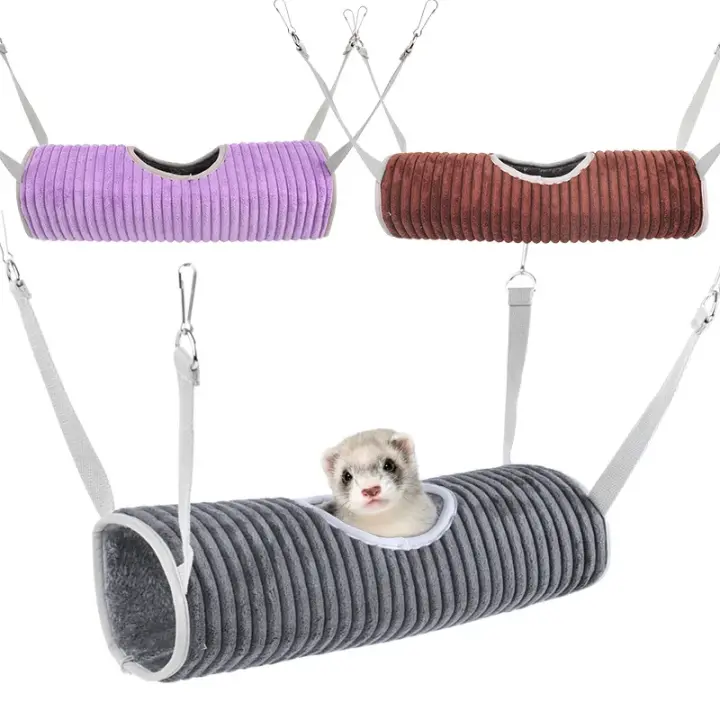 Hamaca de túnel de felpa gruesa y cálida para mascotas pequeñas, hurones, ardillas, deslizadores de azúcar, Chinchillas, Color aleatorio, invierno, 1 unidad - 1