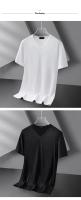 Camiseta de manga corta de seda de hielo para hombre, camiseta fina de verano con cuello en V, estilo de color negro puro, camiseta de media manga de secado rápido para jóvenes - details 5
