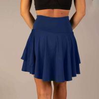 Falda plisada de tenis para mujer, pantalones cortos deportivos cómodos con diseño de cintura alta de doble capa, Color sólido, para verano - details 12
