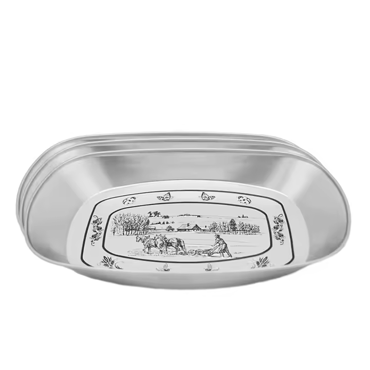 Plato de cena de hojalata de grado alimenticio para servir barbacoa, fácil de limpiar para acampar, Picnic al aire libre, barbacoa - 1