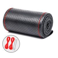 Cubierta trenzada para volante de coche, volante de coche de cuero de fibra Universal con agujas e hilo, accesorios interiores de coche - details 10