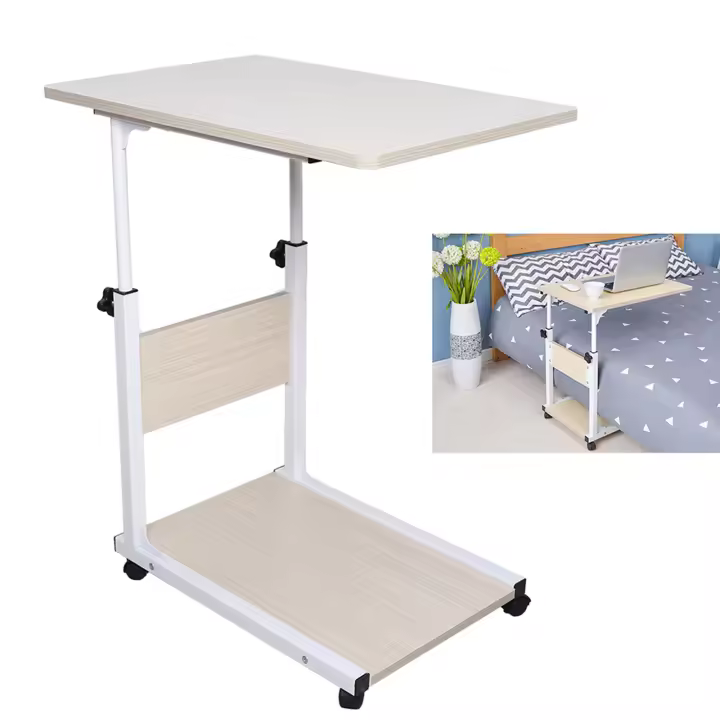 Mesa de Cabilla Ajustable de Altura Estilo Moderno Rectangular Para Cama de Hospital y Portátil - 1