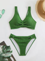 Bikini de cintura alta para mujer, traje de baño deportivo unicolor, traje de baño Sexy a rayas, ropa de baño para mujer, ropa de playa 2025 - details 13