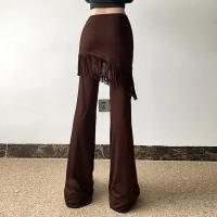 Pantalones de primavera/otoño con cintura BA, corte ajustado, acampanados, con empalme irregular y borlas, promoción para mujer - details 6
