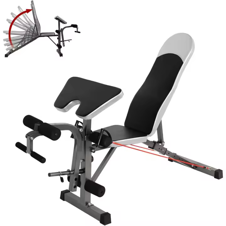 Banco de Pesas Ajustable,Banco Musculación Multifuncional,Banco Abdominales con 8 Posiciones Ajustables y 2 Correas de Entrenamiento,Gimnasio Entrenamiento en Casa Capacidad de Carga 200 KG - 1