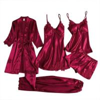Conjunto de Noche de Seda con Encaje de Satén Camisón de Noche con Cuello en V - details 8
