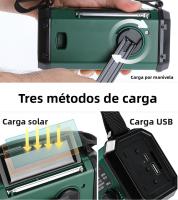 Radio de emergencia NOAA portátil Manivela de mano, batería de carga solar, linterna incorporada, luz de lectura y alarma SOS Compacta y para acampar y emergencias - details 4