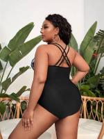 VigoJany Impreso 2025, Tirantes grandes de una pieza para mujer, traje de baño curvilíneo de talla grande con diseño sin espalda, ropa de playa - details 2