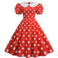 Elegante Vestido de Verano Manga Corta con Volantes Cuello Peter Pan Vintage A-e Midi Largo - details 2