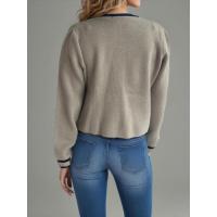 Elegante con cuello redondo y top de ganchillo a rayas sueltas para mujer - details 12