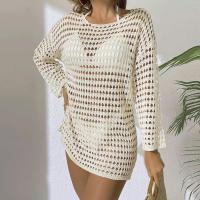 Elegante Cubierta de Punto con Cuello Redondo y Manga Larga Vestido de Playa de Ligero para Verano con Diseño Hueco, Protección Solar, Tela Transpirable - details 14