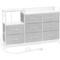 Cajonera para armario, cómoda dormitorio 8 cajones de tela, estantes de madera, cómoda de salón, cajas organizadoras, estructura metálica, estilo industrial - details 36