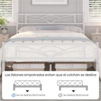 Cama Individual con Espacio Bajo Marco Metal Altura 32 cm Cama Individual con Cabecera para Colchón de 90 x 190 cm Blanco - details 23
