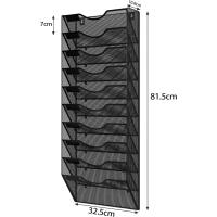 Organizador de Archivos Portafolletos de Pared y Revistero Soporte para Documentos A4 con Etiquetas Metal,Negro - details 1