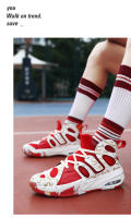 Cuero antideslizante y resistente al desgaste zapatillas de combate real versátil medio-top zapatos de baloncesto blanco y negro - details 9