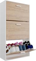 Mueble zapatero de 12 pares - Estantería de gran capacidad para vestíbulo o pasillo - (ancho) 60 x (profundidad) 24 x (alto) 80 cm - Madera clara blanca - details 152