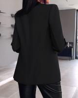 Chaqueta elegante de manga larga para mujer, traje de Color sólido, cuello, otoño - details 15