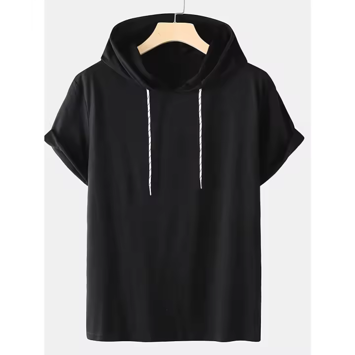 Camiseta de verano manga corta con capucha casual top - 1