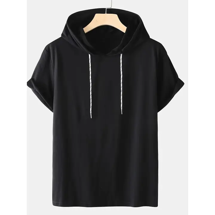 Camiseta de verano manga corta con capucha casual top - 1
