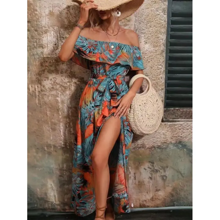 Vestido Casual de Verano con Estampado Moda de Mujer - 1