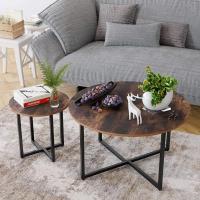 Mesa de centro Homfa, juego de 2 uds., mesa auxiliar, patas de Metal y madera, Vintage para mesa central, sala de estar, 80cm,42cm - details 0