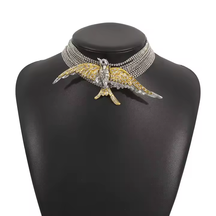 Pájaros con estilo, golondrinas, collares de con diamantes apilados, nicho de temperamento retro Spice girl cadena de cuello mujer - 1